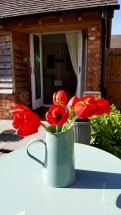 Bed and Breakfast in Eccleshall: Patio Table Flowers